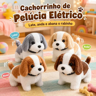 Cachorro de Pelúcia Elétrico：Anda, Abana Rabo e Late, Funciona à Bateria - Presente para Crianças！