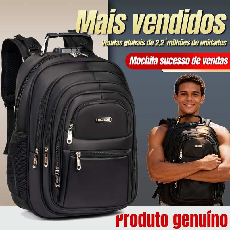 Mochila Masculina Grande Impermeável Reforçada para Notebook Trabalho — foto 3