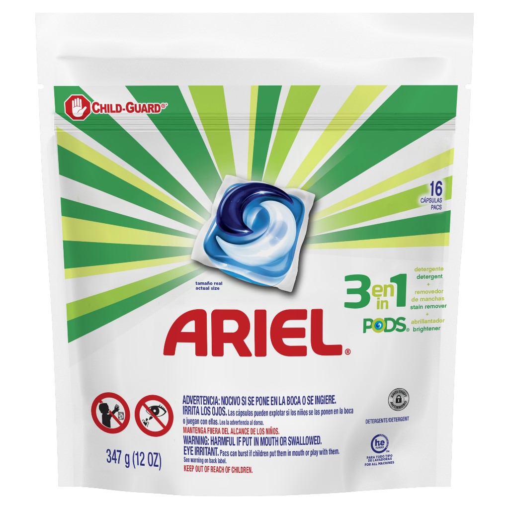 Detergente Lava Roupas Ariel 3 Em 1 Pods - 16 Capsulas