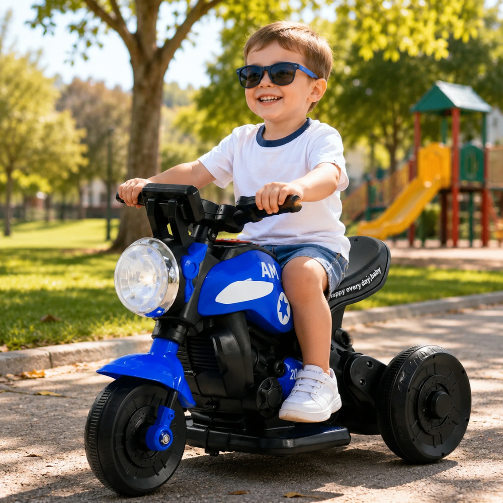 Triciclo Eletrico Infantil 6V Motinha Zippy Toys Grande Luzes e Musicas Recarregavel