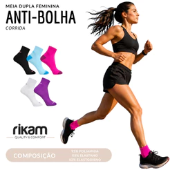 Meia Corrida Feminina Anti-bolhas Camada Dupla Cano Curto - Rikam
