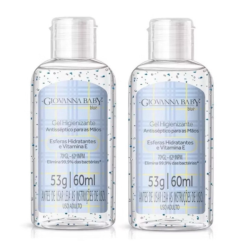 Kit com 2 Álcool em Gel Higienizante Giovanna Baby Blue 60ml