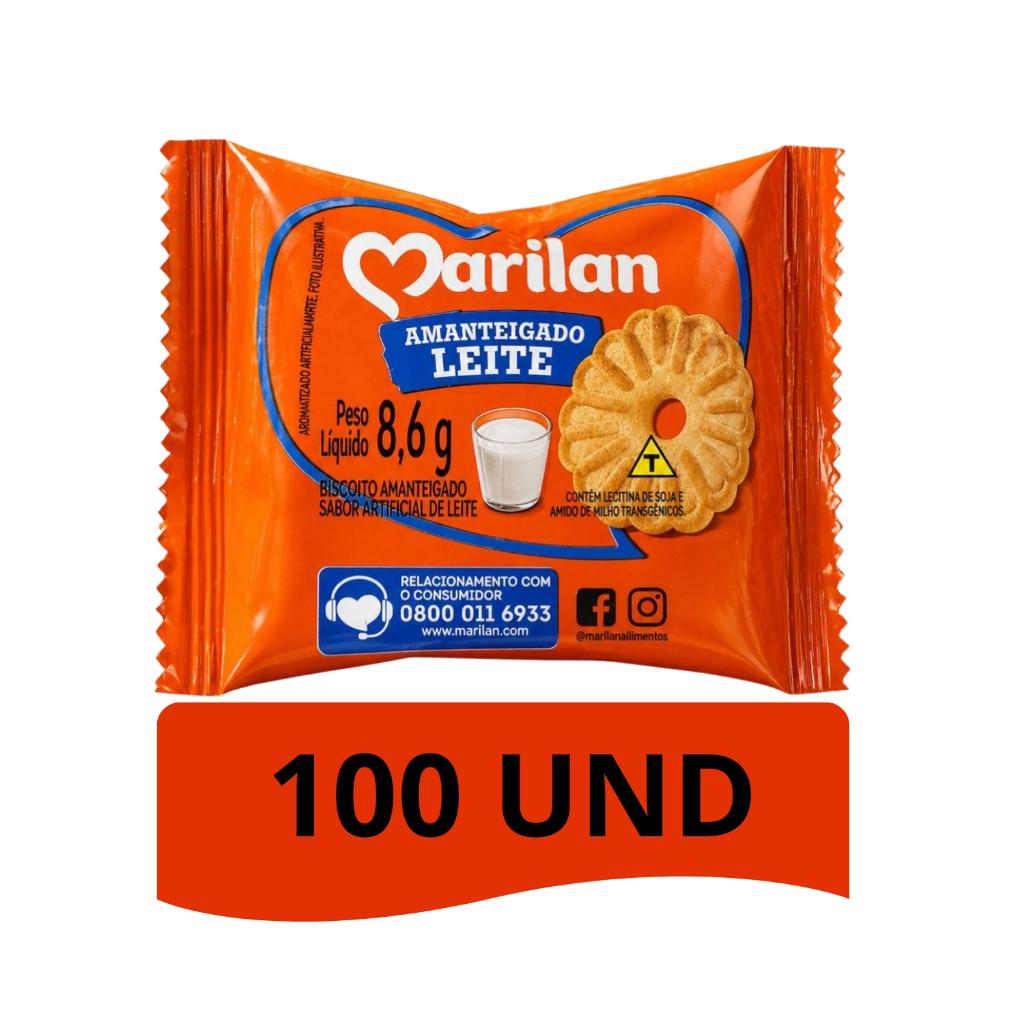BISCOITO AMANTEIGADO LEITE MARILAN SACHÊ 100 UND