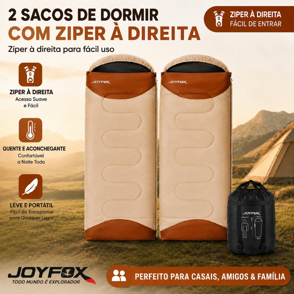 Saco De Dormir Térmico Casal Ou Solteiro Patchworkable Lavável À Máquina Ultralight Joyfox -1ºc À -10ºcºc
