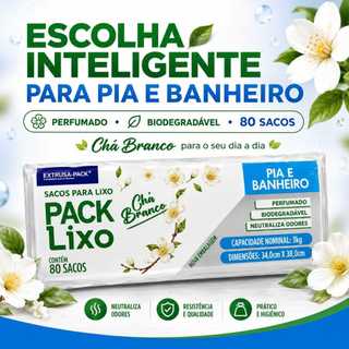 Saco Pack Lixo Perfumado Cha Branco Anti Odor Pia Banheiro Cozinha Mais Limpeza Sacos De Lixo Perfumados
