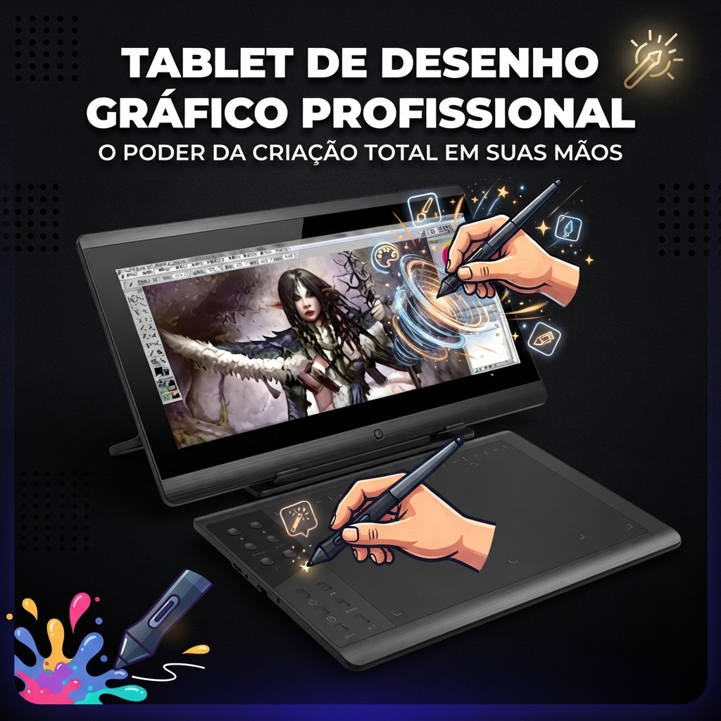 Mesa Digitalizadora Desenho Profissional Grande 36x24cm sensibilidade Atualizado Artística Digital