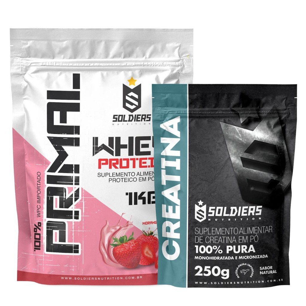 Kit Whey Protein Primal + Creatina 100% Pura - Soldiers Nutrition