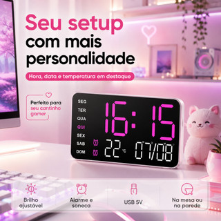 Relógio Digital de Mesa Com LED De Parede Despertador Calendário Alarme Data Temperatura Casa Academia KAPBOM