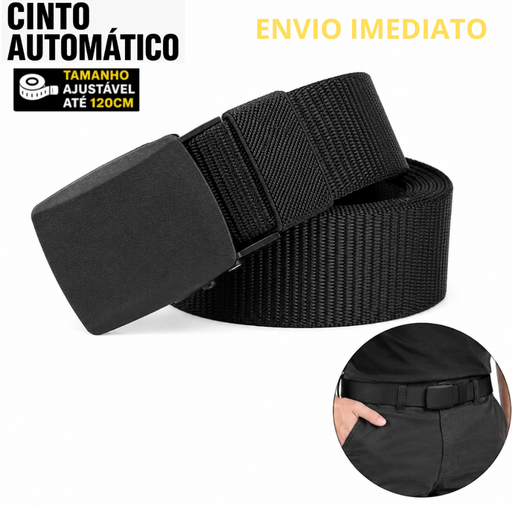 CINTO PRETO MASCULINO TATICO CINTO PARA ADOLESCENTE TAMANHO 120CM CINTOS TATICOS NYLON FIVELA AUTOMATICA SEM FURO AJUSTE