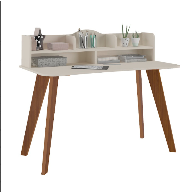 Mesa Escrivaninha Sofia 120cm Branca Off White Cedro Home Office