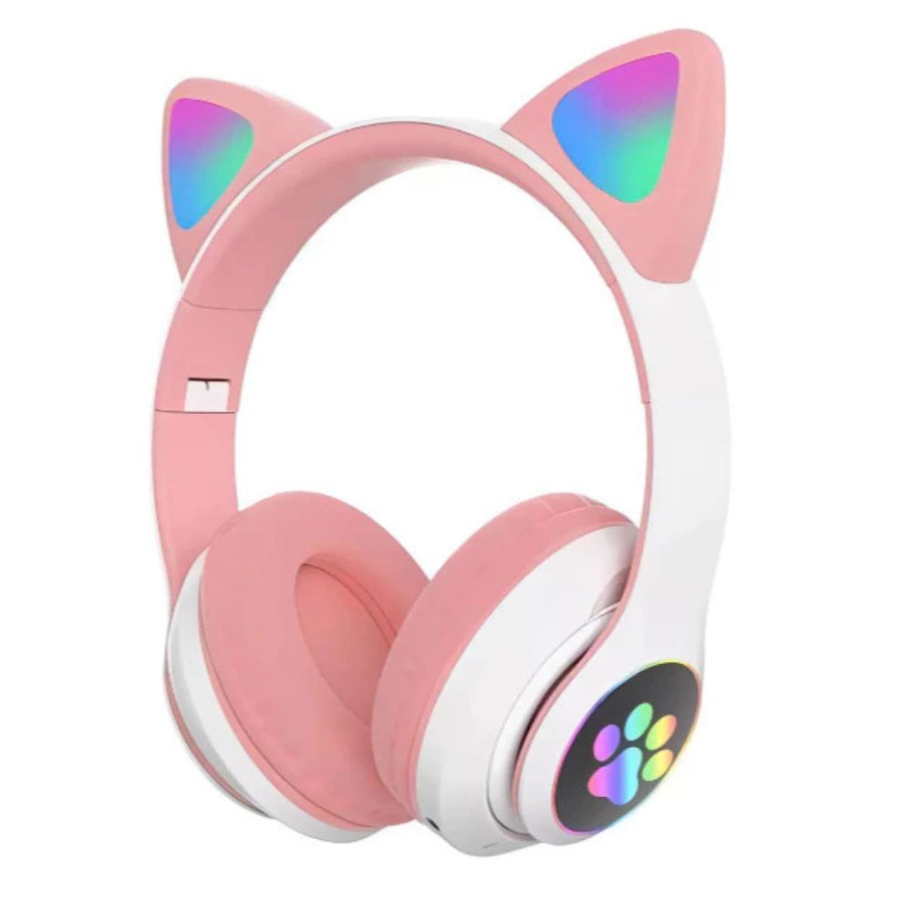 Fone De Ouvido Bluetooth Orelha De Gato Led Infantil Sem Fio Microfone