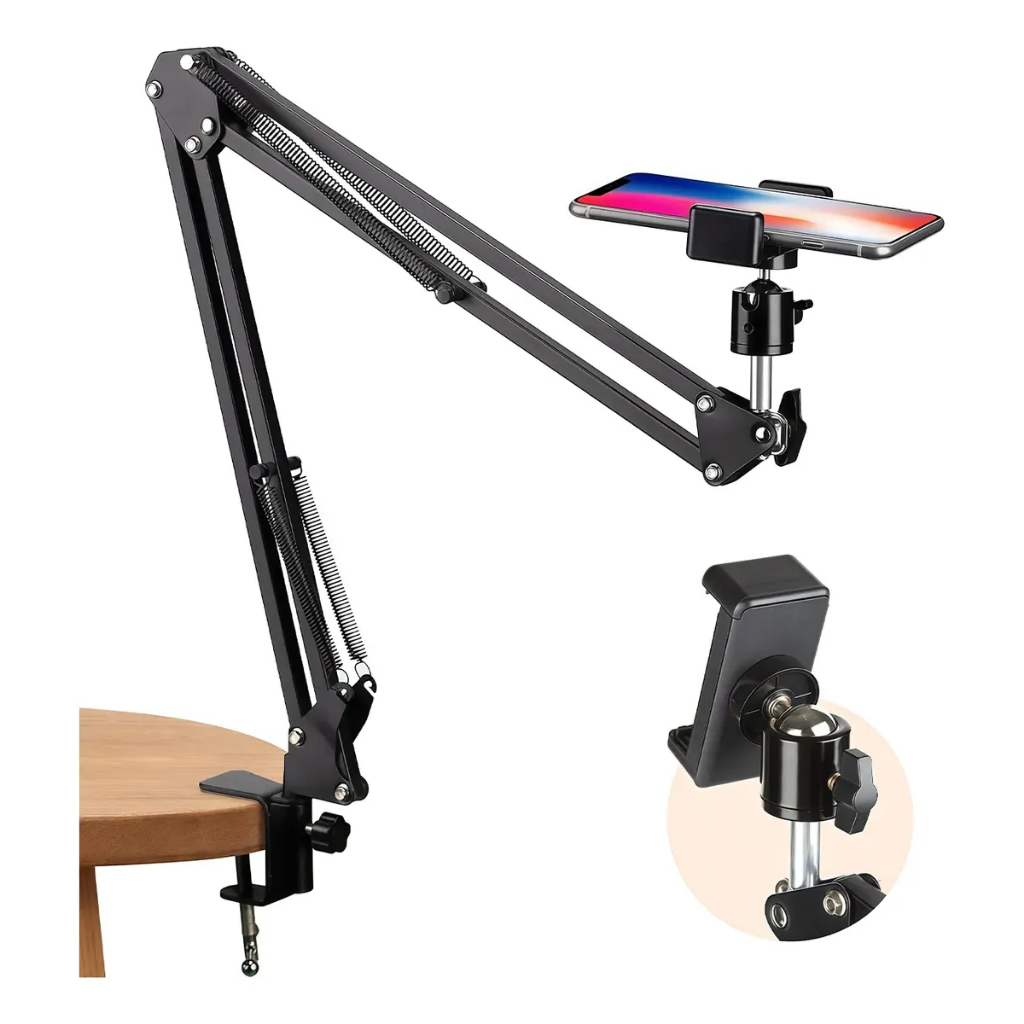 Suporte Celular Com Braço Articulado E Ajustado Para Mesa