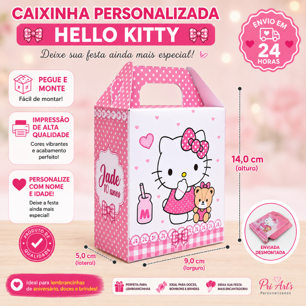 Kit Caixinha Maleta HELLO KITTY para Lembrancinhas Personalizadas Festa Infantil aniversario