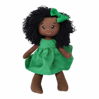 Boneca de pano negra artesanal com roupa removível