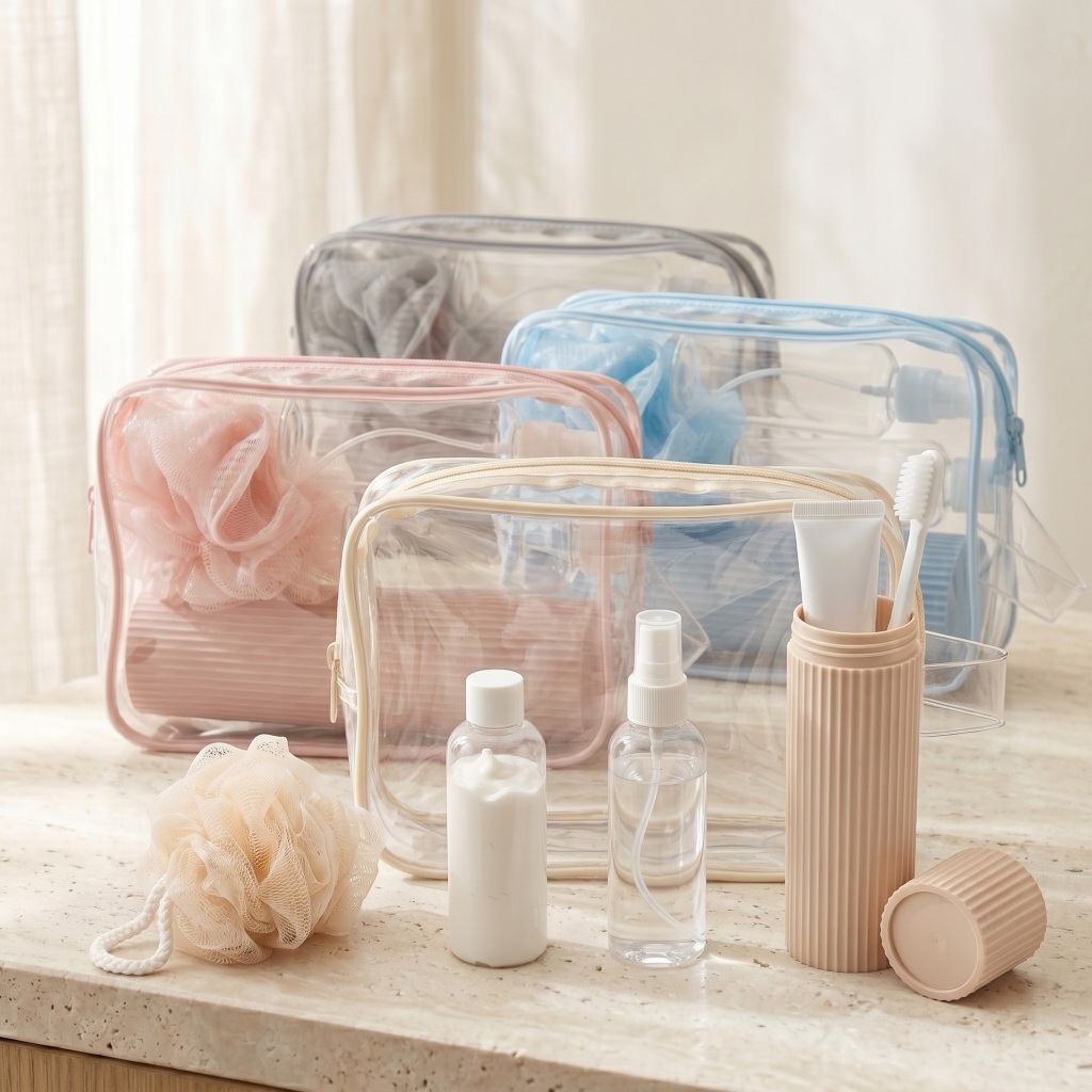 Organizador Viagem Kit Completo Nécessaire Porta Escovas Spray Frasco Esponja Banho