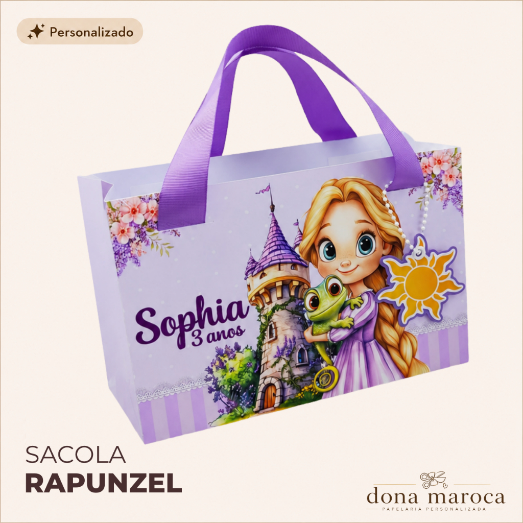 Sacola Rapunzel Personalizada | Lembrancinha Festa Infantil Princesa Aniversário