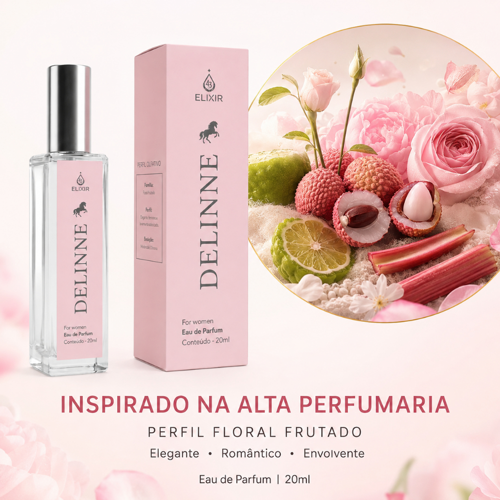 Perfume Feminino Delinne Eau de Parfum 20ml Inspirado na Alta Perfumaria | Elixir 43