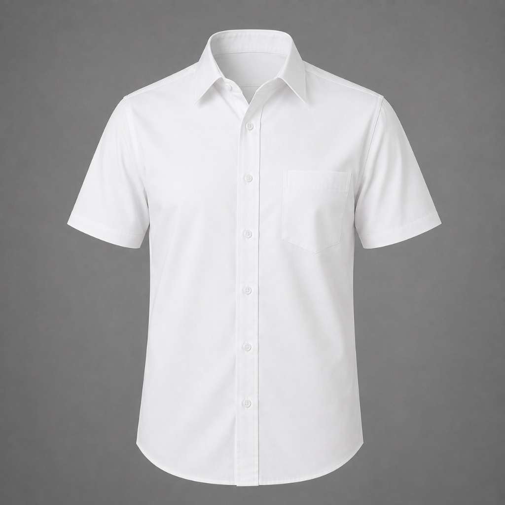 Camisa Masculina Manga Curta Social Lisa com Bolso Confortável Casual e Elegante