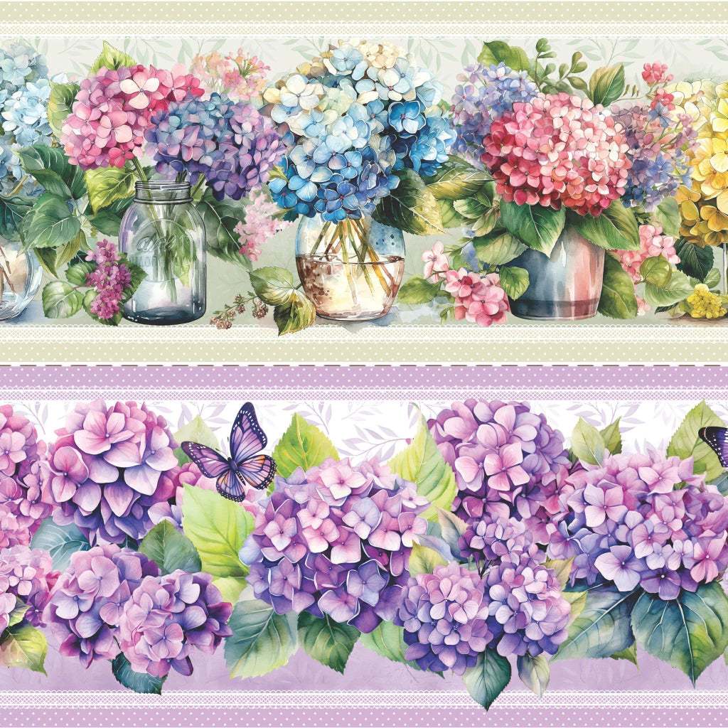 Tecido Tricoline Digital Barrado Hortênsia Algodão 100% Pano Prato Toalha Floral 55cm Torella Bibi