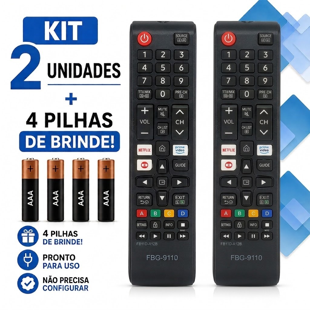 Controle Remoto Samsung Smart TV com Pilhas Pronto para Uso entrega rapida