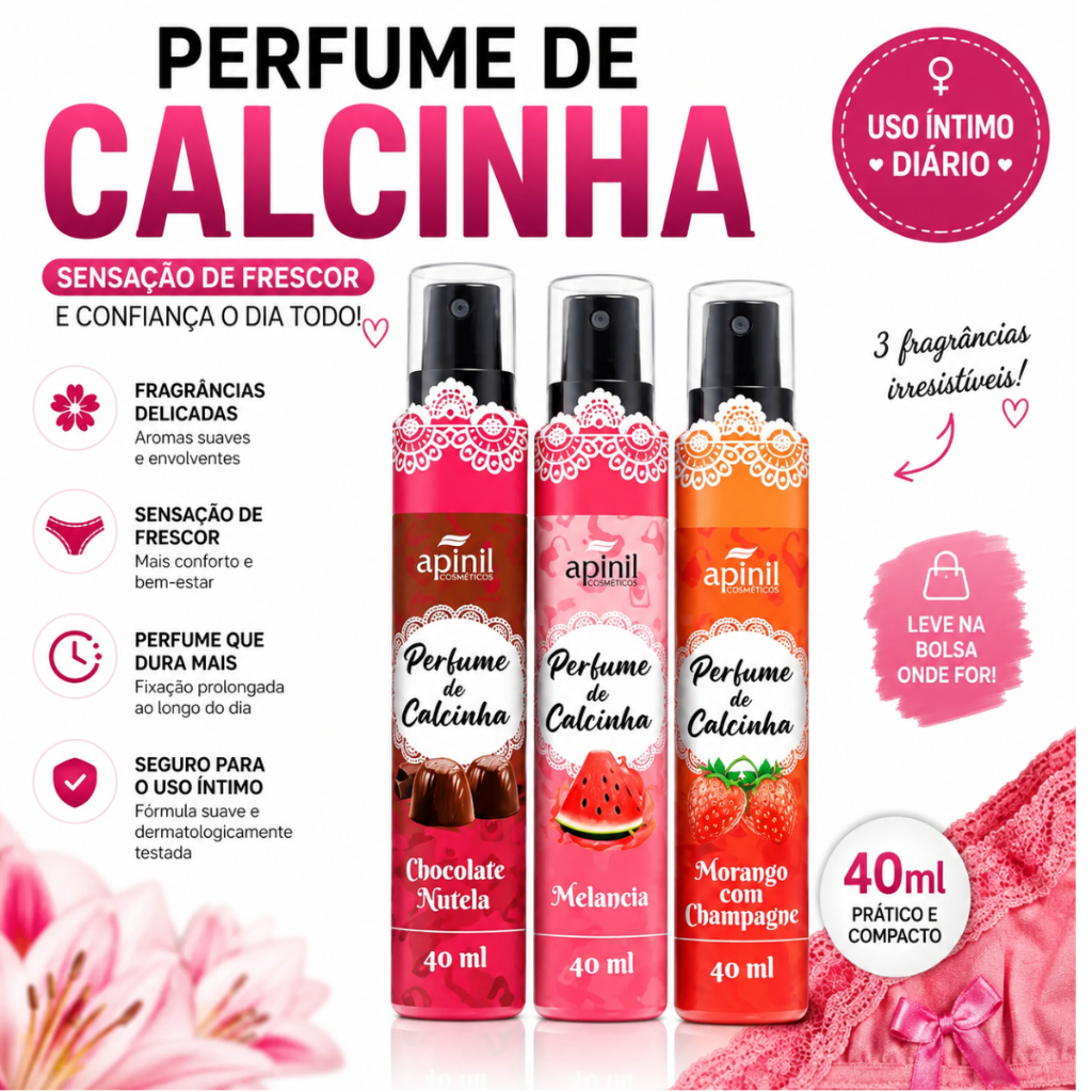 Perfume Feminino Íntimo 40ml para Calcinha Cheiroso Fragrância Suave