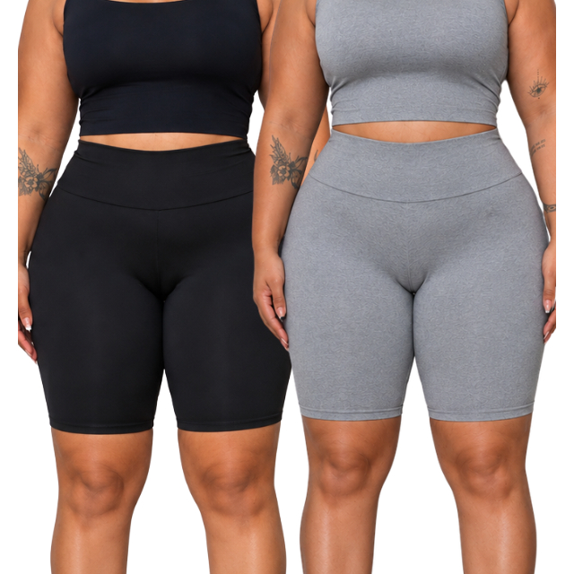Bermuda Feminina Plus Size Short Feminino Academia Leg Suplex Cintura Alta Levanta Bumbum