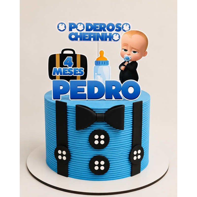 Topo de bolo topper personalizado O PODEROSO CHEFINHO nome idade/meses aniversário mesversario ENVIO RÁPIDO