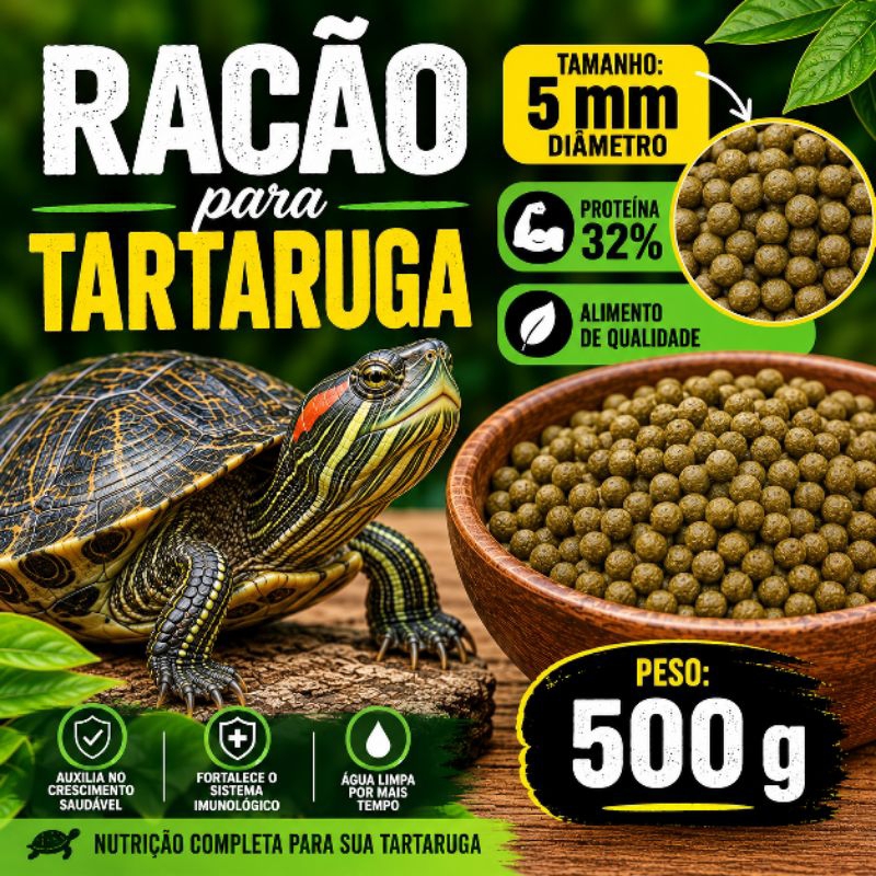 Ração para Tartaruga Jabuti e Tigre Dagua ou Reptéis em Geral adulto 500gr