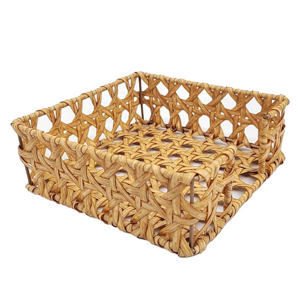 Porta Guardanapos Palhinha Sintética 13x13cm Rústico Mesa Posta Decoração Casa