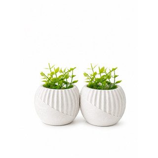 Kit com 2 Vasos de Gesso Decorativos com Plantas Artificiais – Elegância e Charme para su…