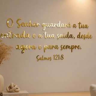 Letreiro Acrílico Decorativo Frase Religiosa Salmo 121:8 Decoração Parede