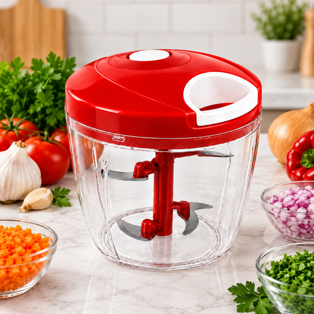 Triturador Processador Manual De Alimentos Alho E Legumes 5 Lâminas Praticidade Cozinha Envio Imediato