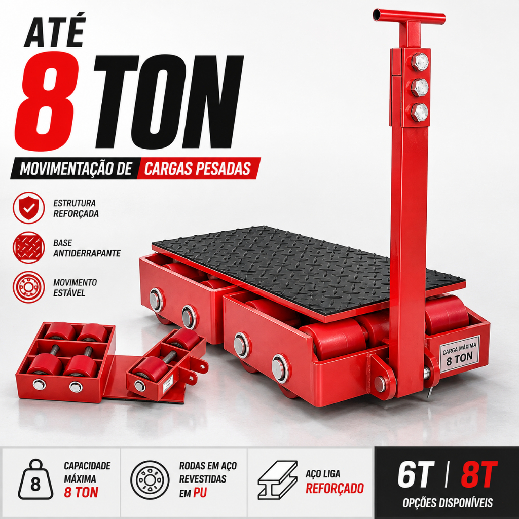 Carrinho Carga Carro Tartaruga Movimentação De Cargas 8/6 Ton