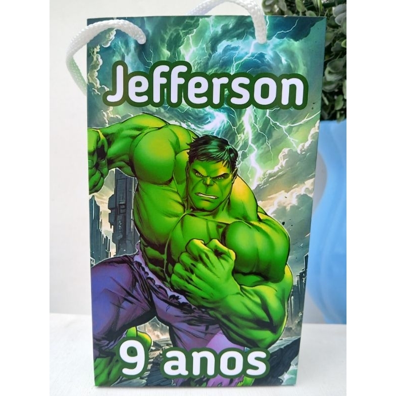 10/15/20/25/30  sacolinha surpresa hulk lembrancinhas personalizadas com nome e idade.