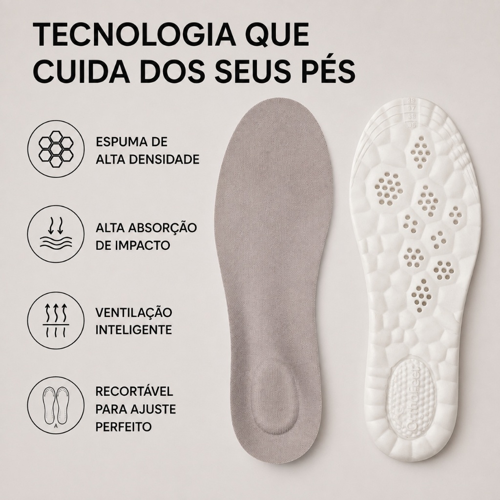 Palmilha 4D Nuvem para tênis com amortecimento anti impacto antiderrapante respirável confortável