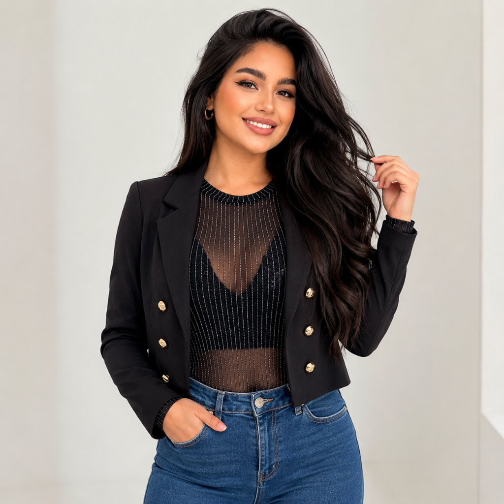 Blazer Terninho Social Alfaiataria Botões Dourados Luxo