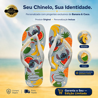 Chinelo Havaianas Feminino Original Personalizado Top Disney Classics Coco Banana Sandalia Feninino Novidade Lançamento