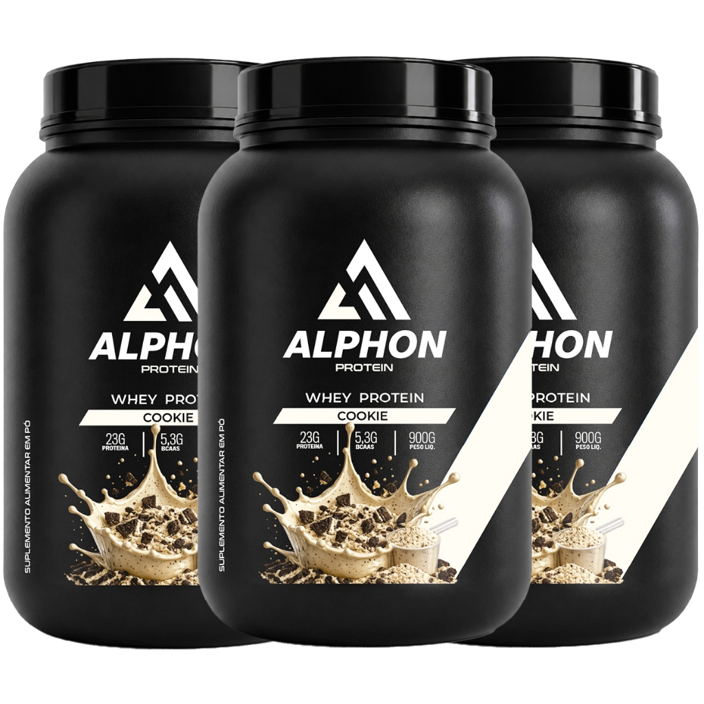 Whey Protein Cookie 900g Alphon Protein Rico Em Proteínas, Bcaas E Creatina