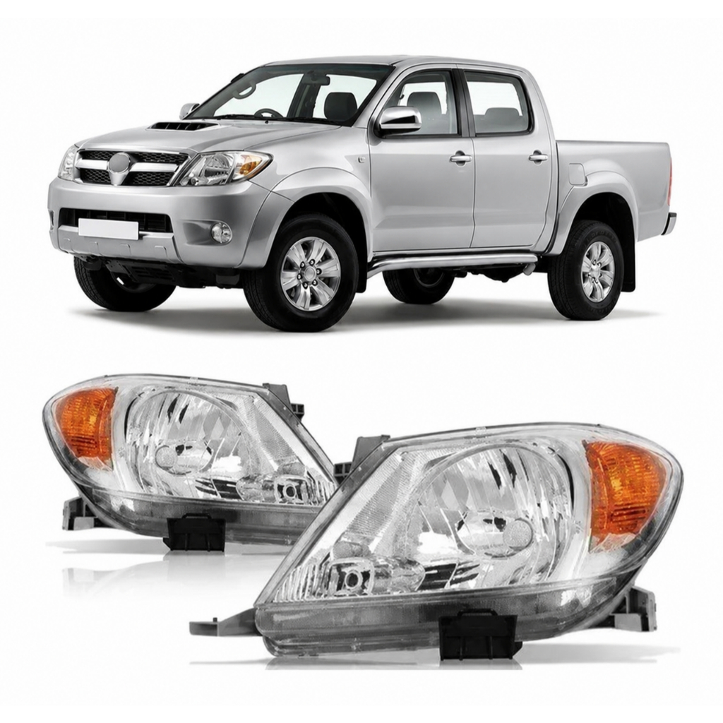 Farol Hilux Pick Up 2005 2006 2007 2008 Cromado 1ª Linha Novo Farolete