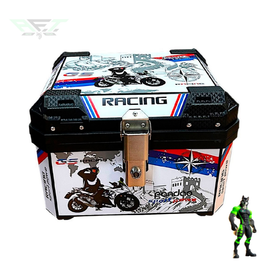 Baú Bauleto para Moto 45 litros Universal Base Kit Fixação Completo Trava Anti Furto