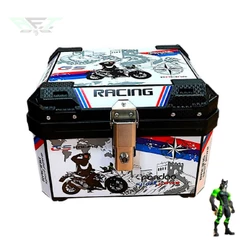 Baú Bauleto para Moto 45 litros Universal Base Kit Fixação Completo Trava Anti Furto