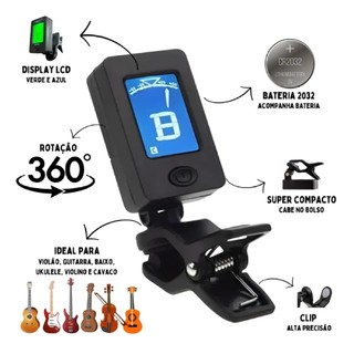 Afinador Digital Para Violão Guitarra Ukulele Cavaco Cavaquinho Gonzaga