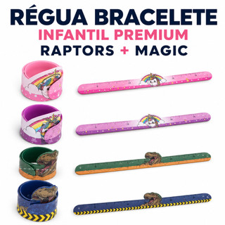 Régua Bracelete Infantil 30cm em Silicone Dinossauro Unicórnio Divertido Brinquedo Escolar Varias Estampas Magic Raptors