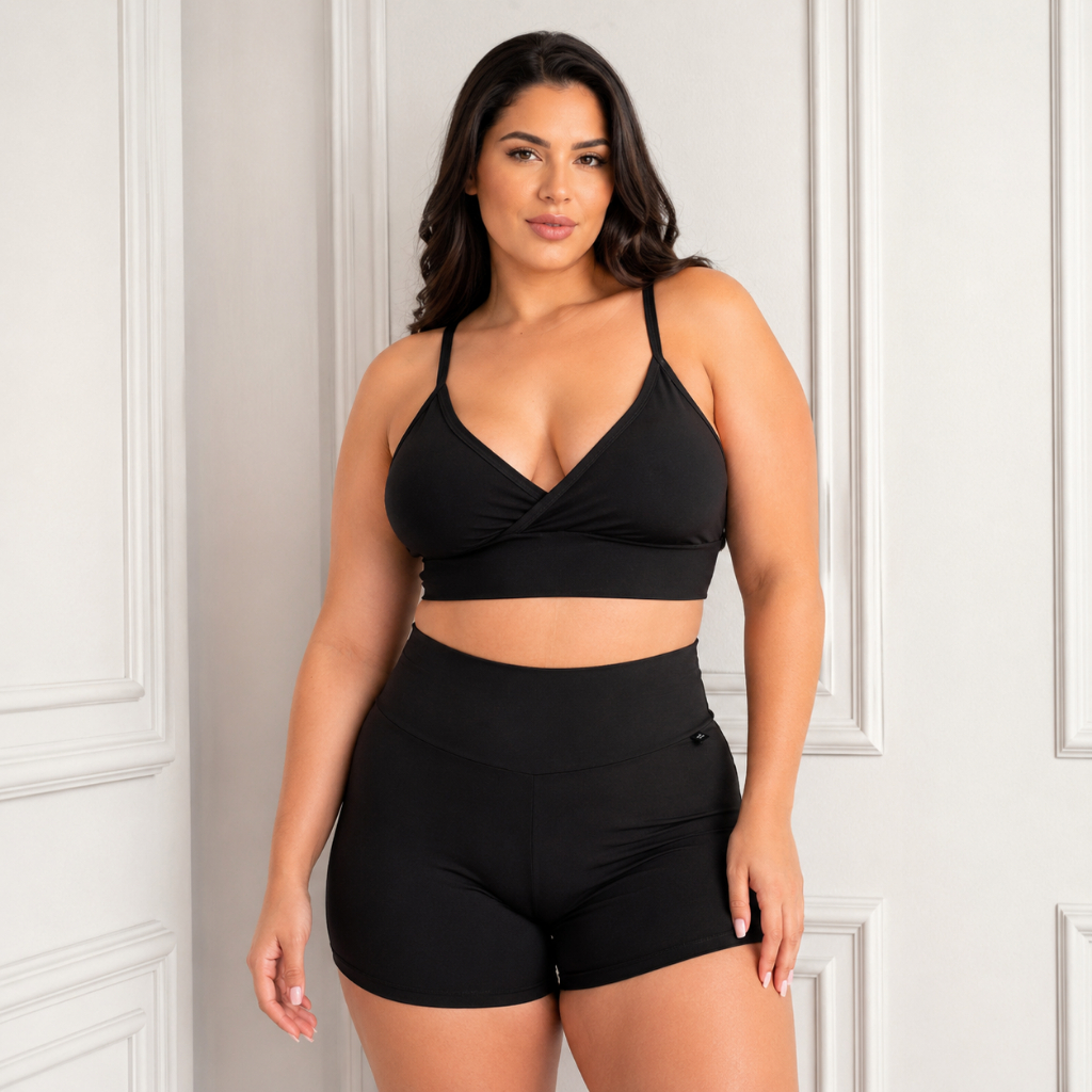 Conjunto Fitness Short e Top Feminino Roupa de Academia Confortável Sport
