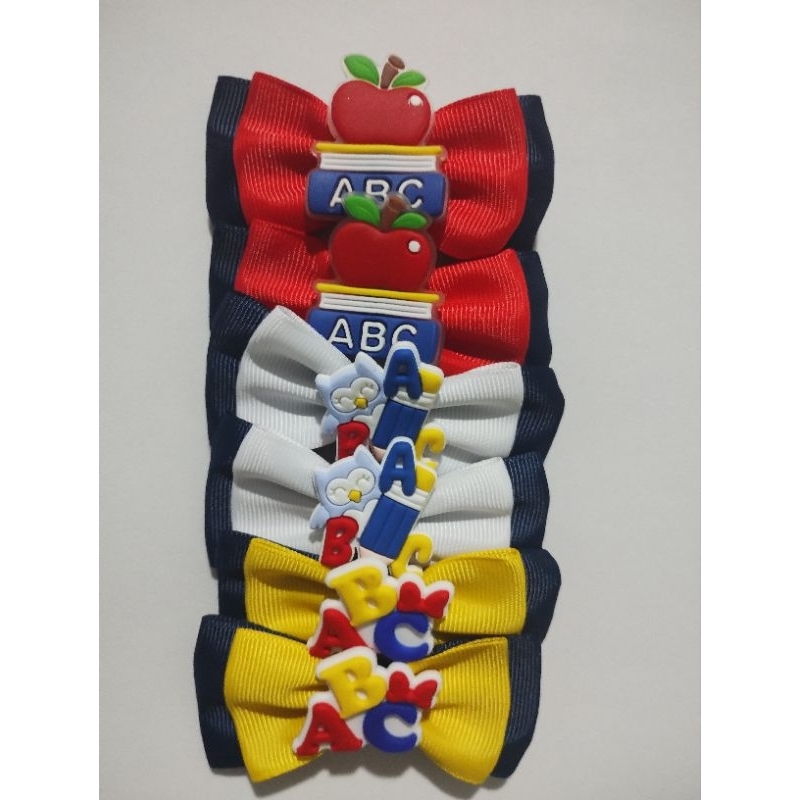 kit 6 laços escolar 3 pares aplique de ABC ,infantil,menina,delicado