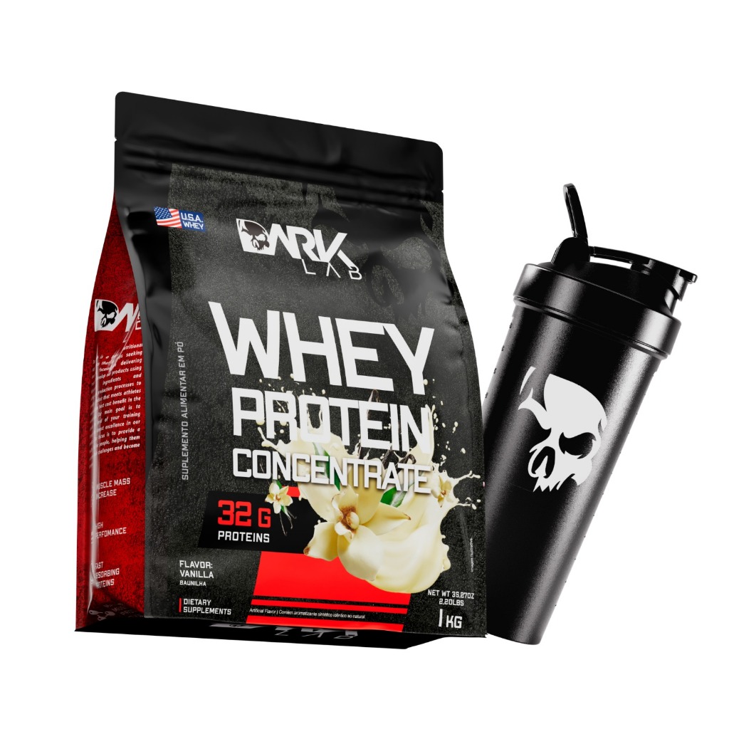 Kit Whey Protein Concentrado + Coqueteleira Fuse 700 ML - Dark Lab