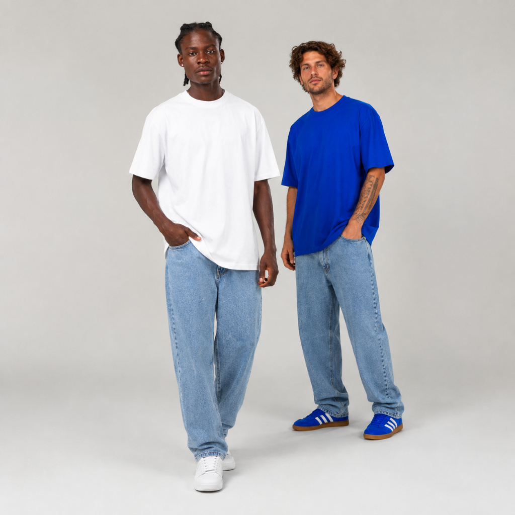 Kit 2 Camisetas Oversized Streetwear 100% Algodão Fio 30.1 Branco – BRUNX