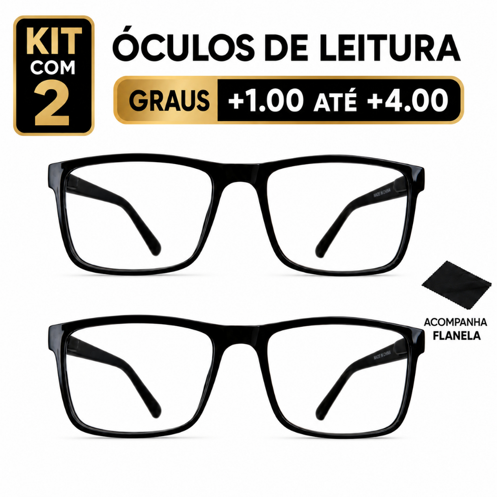 Óculos Leitura Grau Feminino Masculino kit com 02