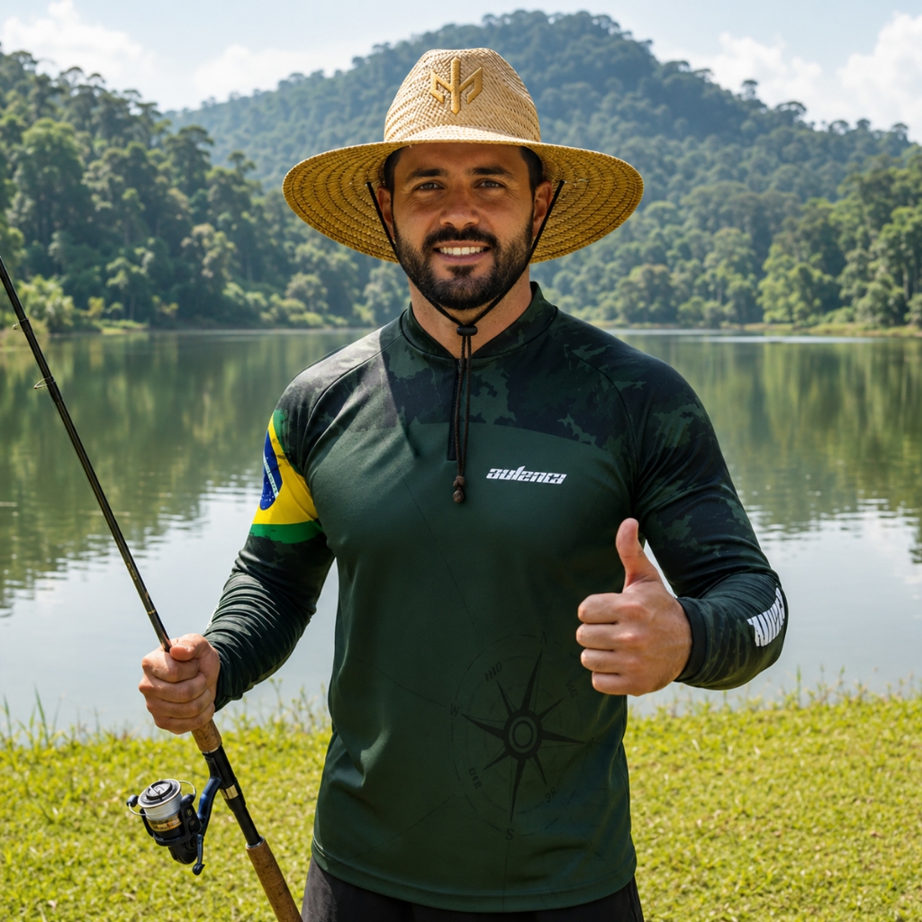 Camisa Pesca Camuflada Tecido Termico Leve Confortável Antimosquito Proteção Solar50+ Autenci