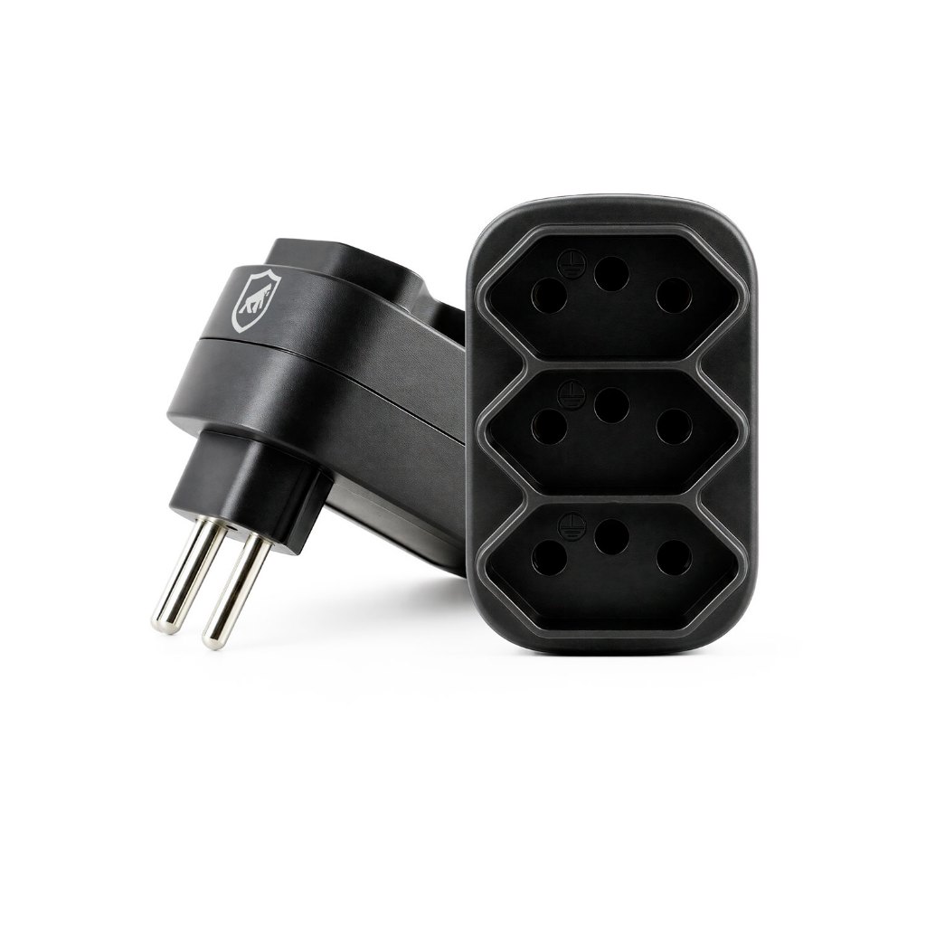 Gshield Adaptador com 3 Tomadas Bivolt 127/220V até 10A, Padrão Brasileiro NBR 14136, Dual Shock